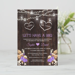 Purple Orchids Pampas Grass Lunaria Barn I DO BBQ  Invitation
