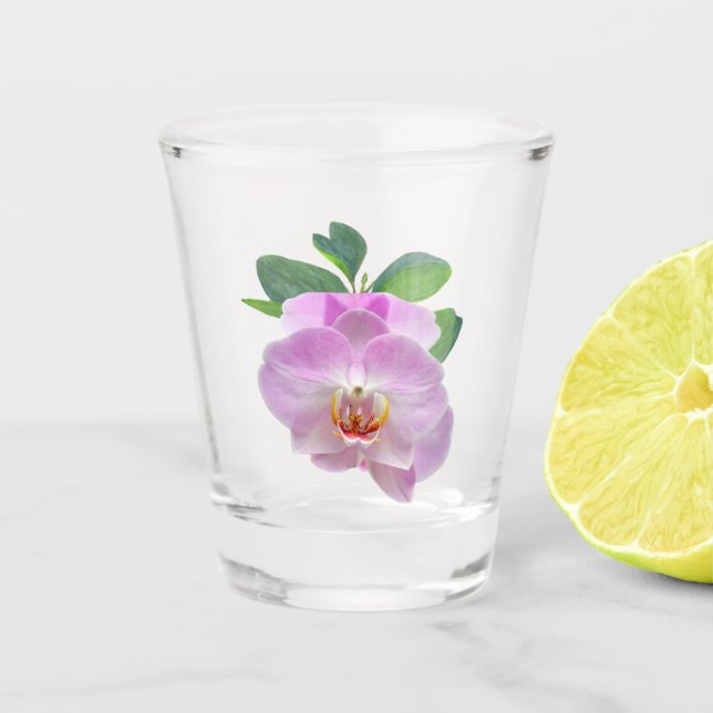 Purple Orchids Shot Glass (Front)