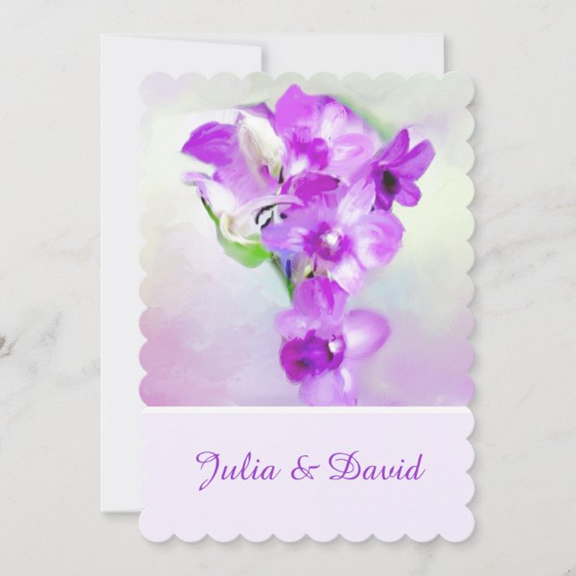 Purple Orchids Wedding Invitation (Front)