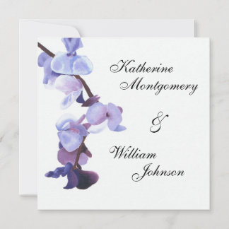 Purple orchids wedding invitation