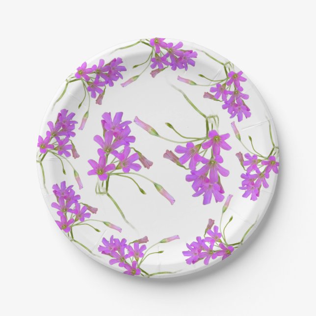 Purple Organic Flowers, Paper Plate (Front)