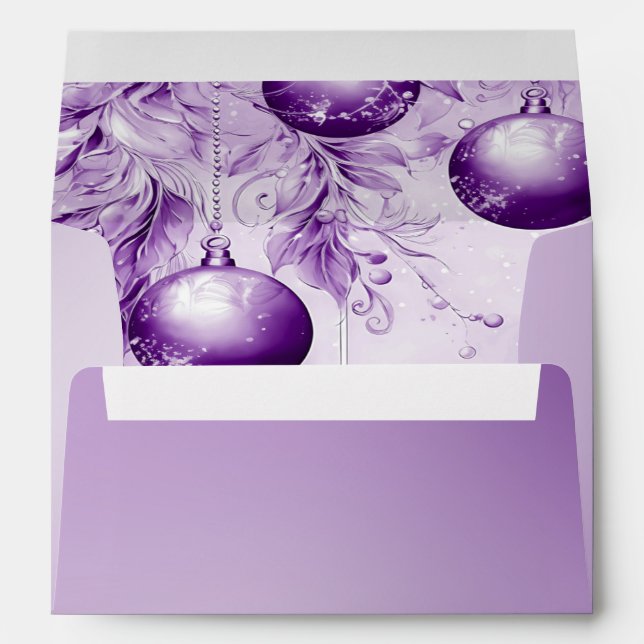 Purple Ornaments Christmas Holiday Envelope (Back (Bottom))