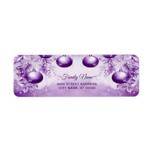 Purple Ornaments Christmas Holiday Return Address Label