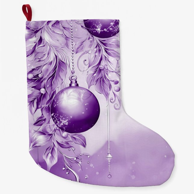 Purple Ornaments Christmas Holiday Stocking (Front)
