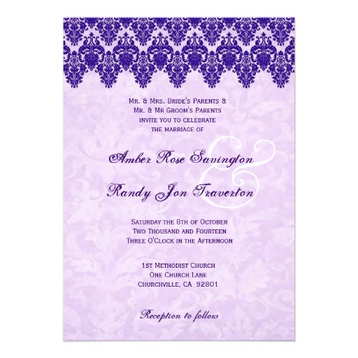 Purple Ornate Damask Lace V02 Custom Announcement