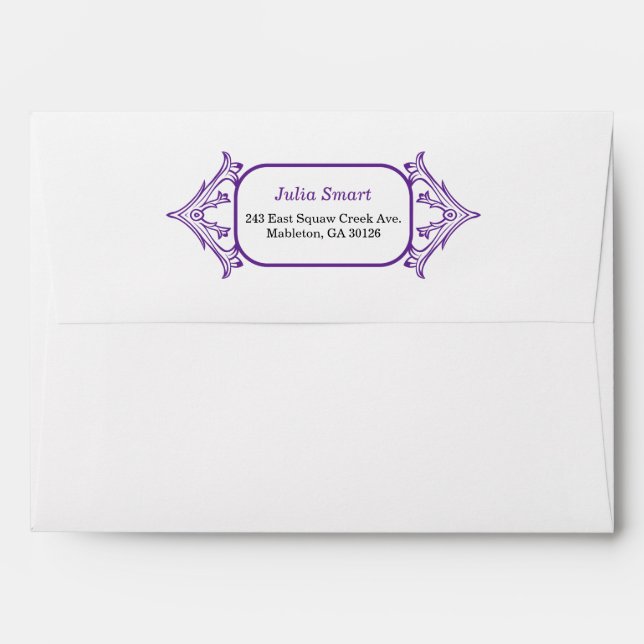 Purple Ornate Patterned Frame Envelope (Back (Top Flap))