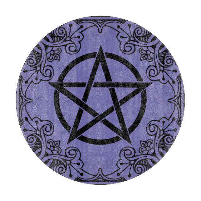 Purple Ornate Pentacle Altar Cutting Board (Front)