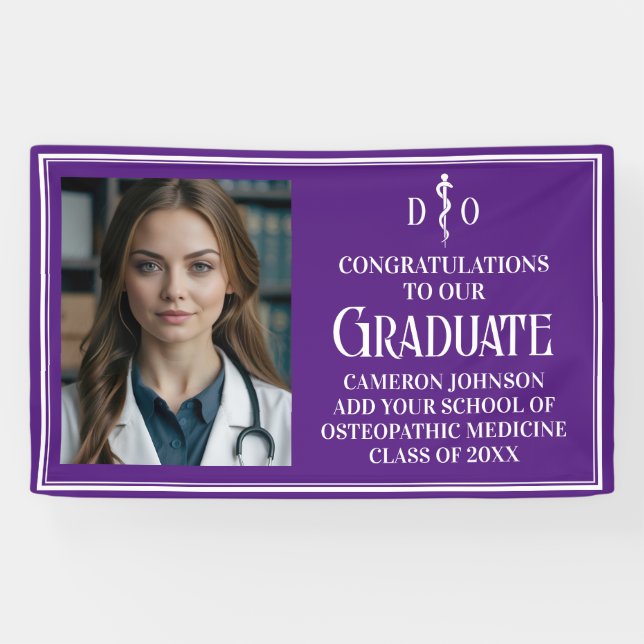 Purple Osteopathic Medical School Graduation Party Banner (Horizontal)