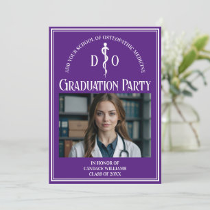 Purple Osteopathic Medical School Graduation Party Invitation