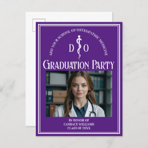 Purple Osteopathic Medical School Graduation Party Invitation Postcard