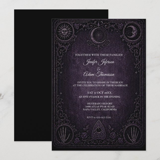 Purple Ouija board Gothic Wedding Invitation (Front/Back)