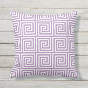 Purple Outdoor Pillows Greek Key