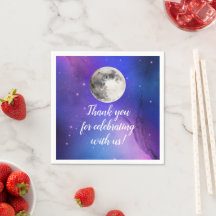 Purple Outer Space Stars Over the Moon Celestial