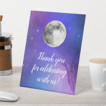 Purple Outer Space Stars Over the Moon Celestial