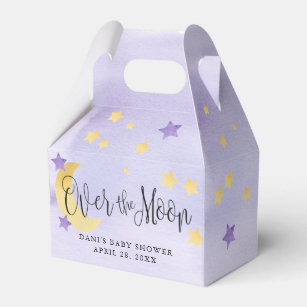 Purple Over the Moon, Baby Shower Moon Stars Favour Box