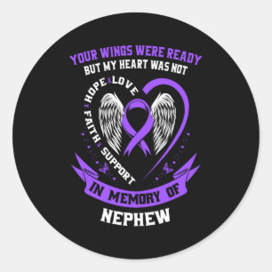 Purple overdose awareness day items in memory of n classic round sticker