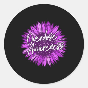 Purple Overdose Awareness Gifts Survivor Ribbon Op Classic Round Sticker