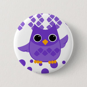 Purple Owl 6 Cm Round Badge