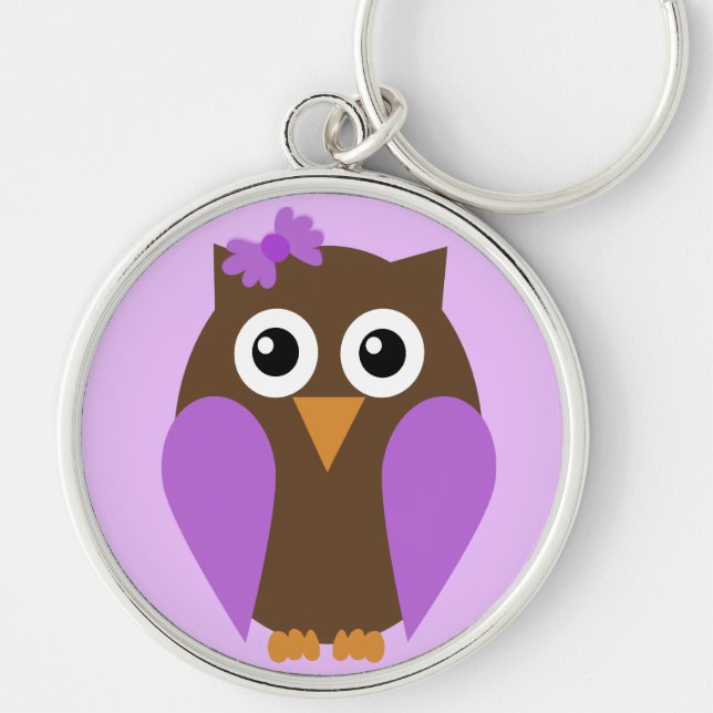 Purple Owl & A Bow Keychain (Front)