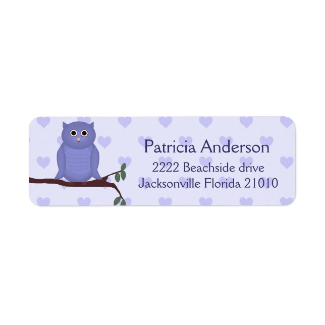 Purple Owl Address Labels (Front)