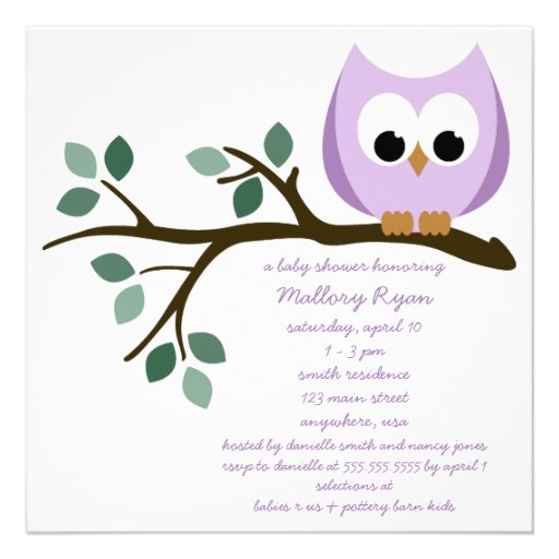 Purple Owl Baby Shower Invitations 8