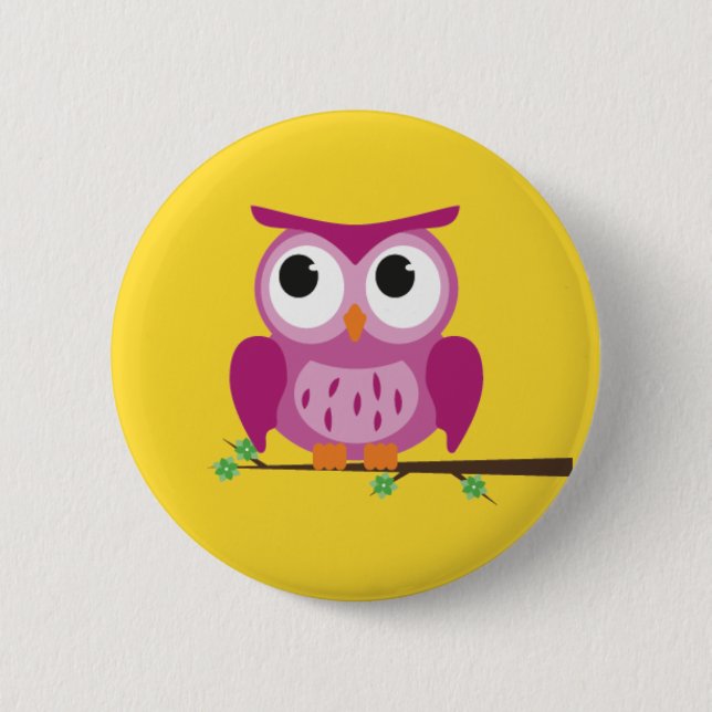 Purple Owl Button Badge (Front)