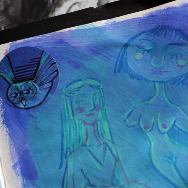 Purple Owl                                         Classic Round Sticker (Creator Uploaded)