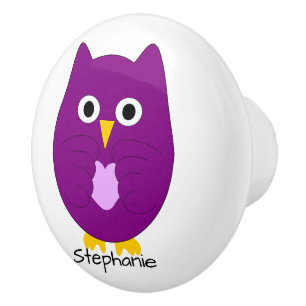 Purple Owl Design Personalised Ceramic Knob