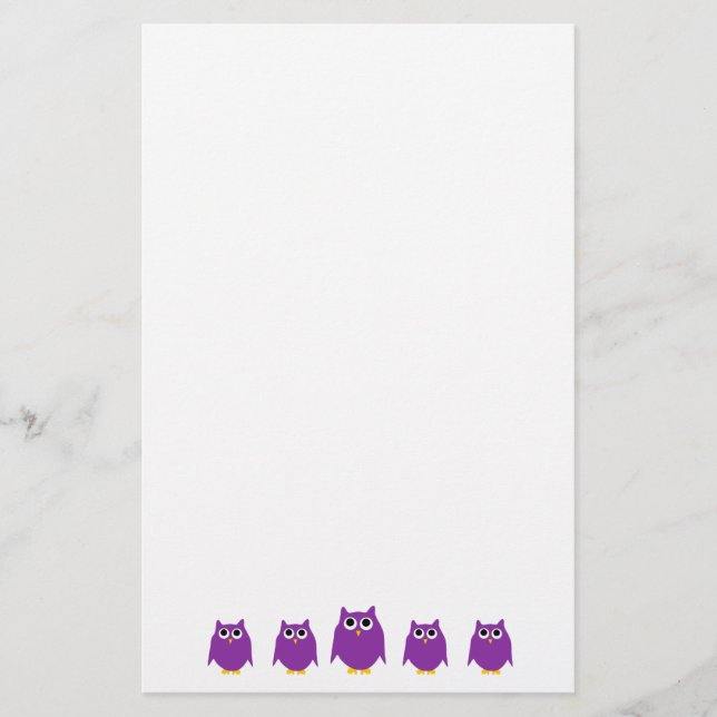 Purple Owl Design Stationery (Front)