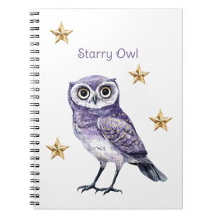 Purple Owl Gold Stars Notebook
