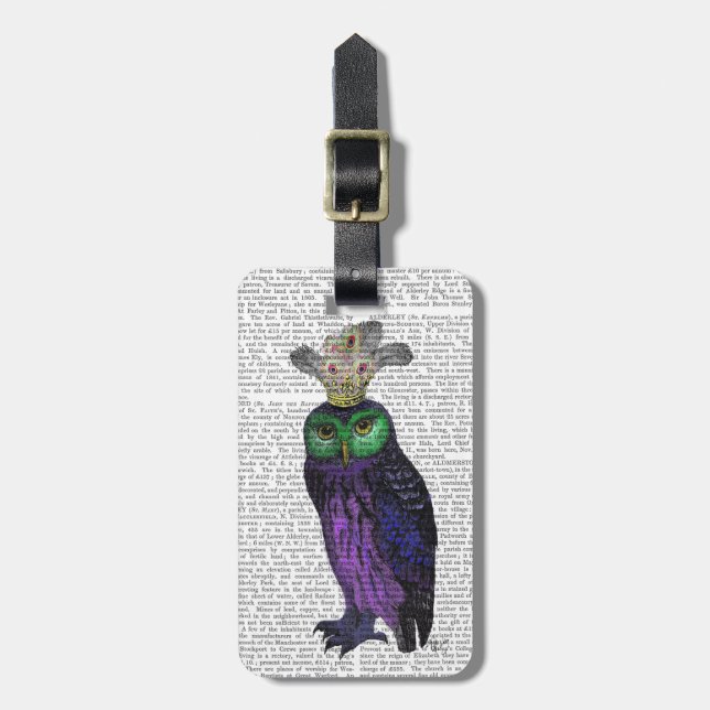Purple Owl Luggage Tag (Front Vertical)