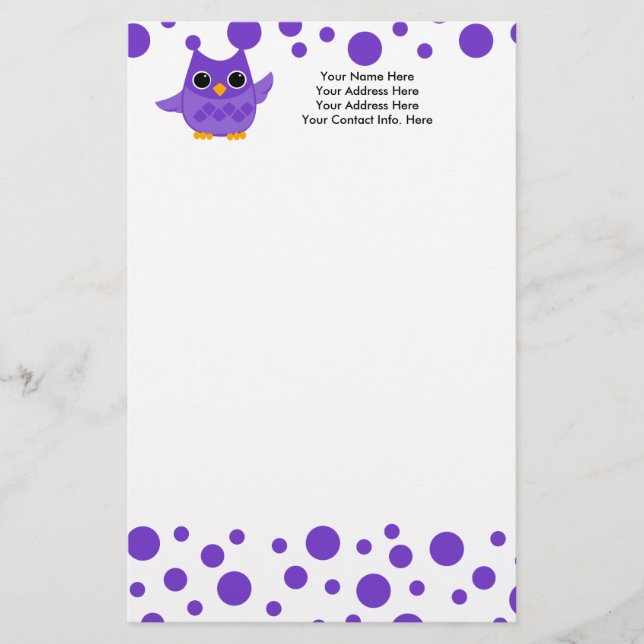Purple Owl Stationery (Front)