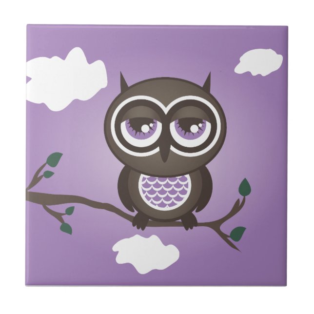 Purple Owl Trivet Tile (Front)