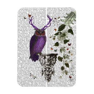 Purple Owl With Antlers 2 Magnet
