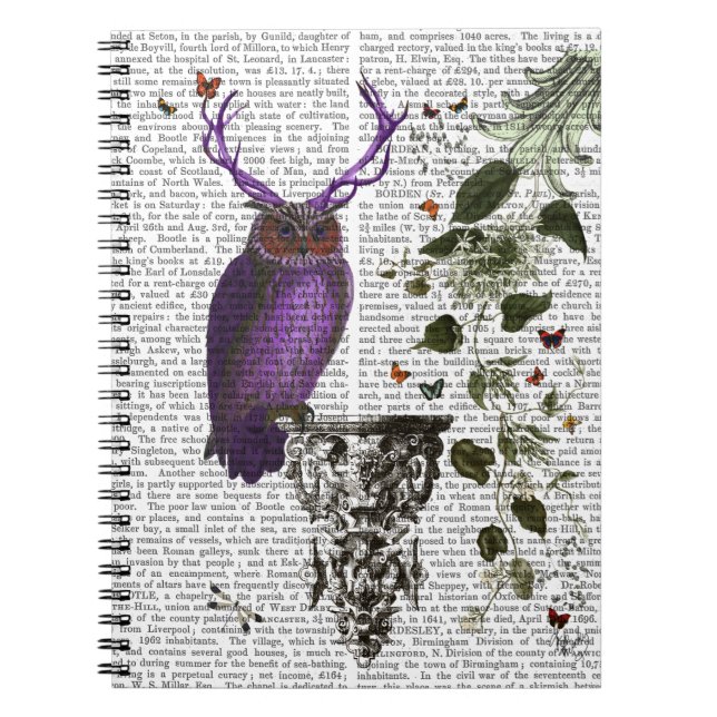 Purple Owl With Antlers 2 Notebook (Front)