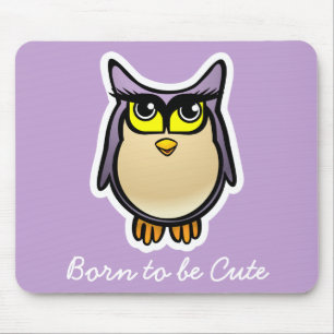 Purple Owl With Big Eyelashes Cartoon Mouse Pad