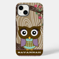 Purple Owl Wood Grain Tree Zig Zag Choose Colours