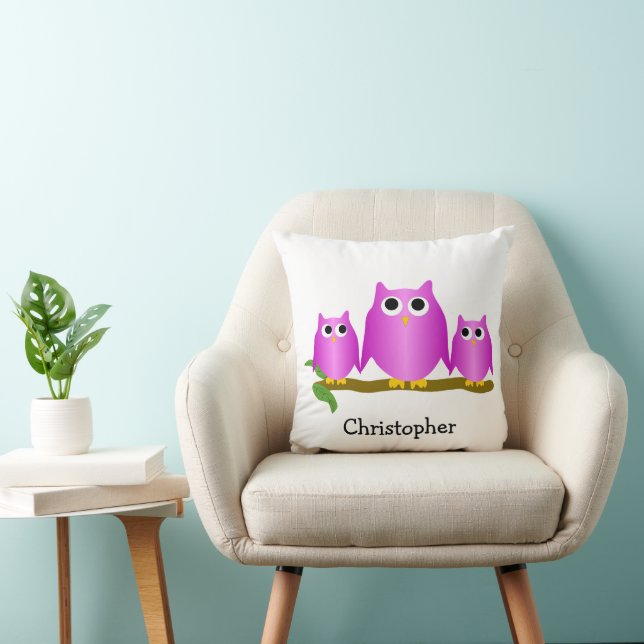 Purple Owls Design Personalised Cushion (Chair)