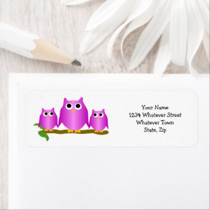 Purple Owls Design Return Address Label