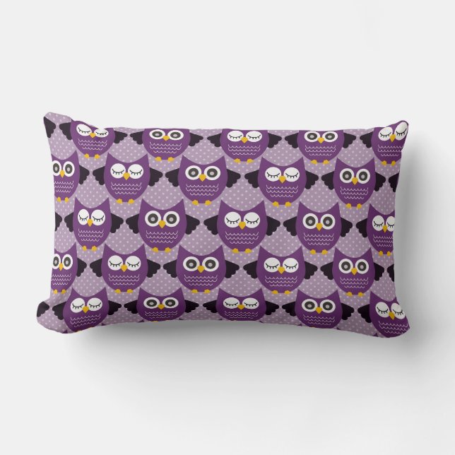 Purple Owls Lumbar Cushion (Front)