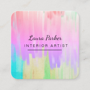 Purple Paint Abstract Modern Watercolor Artist Square Business Card