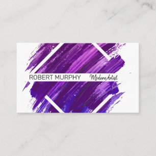Purple Paint Brushed   Geometric Business Card