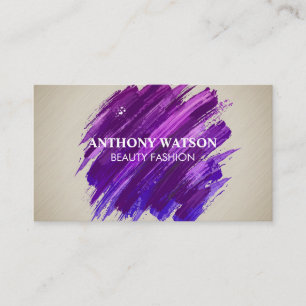 Purple Paint Brushed   Simple Texture Business Card