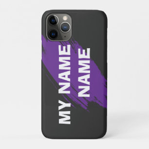 Purple paint custom text iPhone 11 pro case