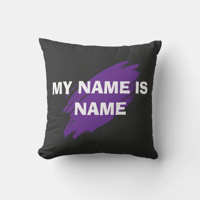 Purple paint custom text cushion (Front)
