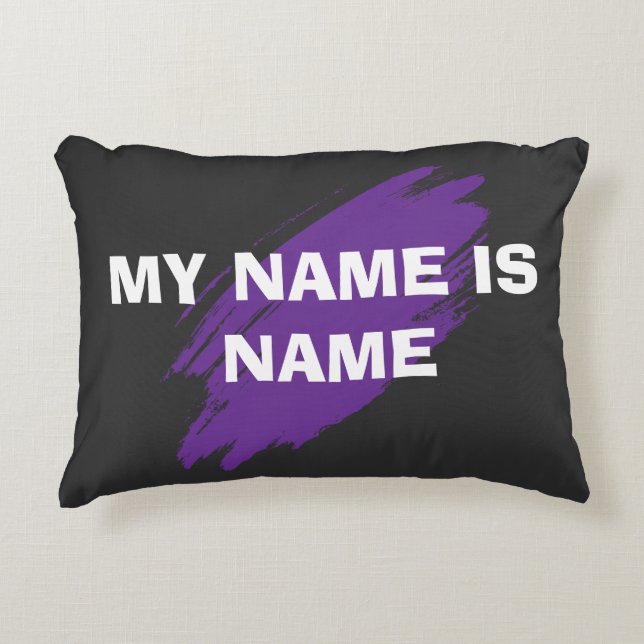 Purple paint custom text decorative cushion (Front)