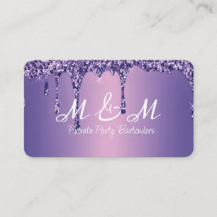 Purple Paint Glitter Drips Liquid Gradient Business Card