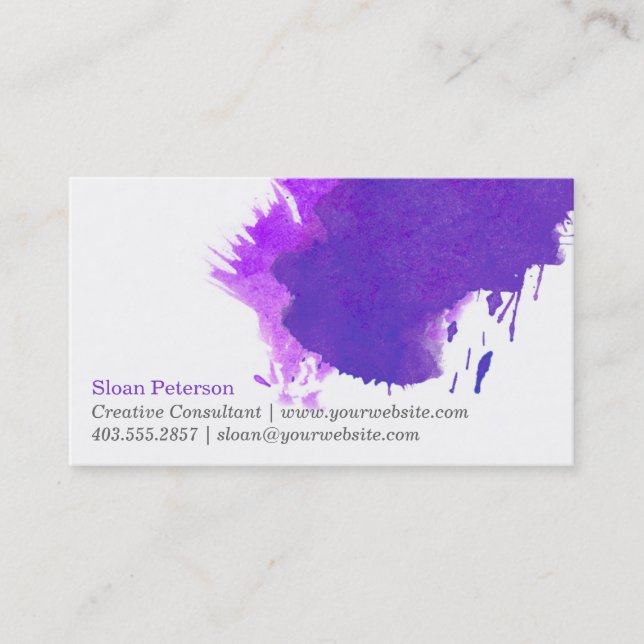 Purple Paint Smudge Business Card (Front)