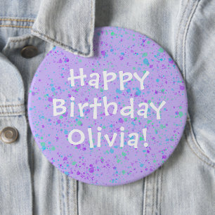 Purple Paint Splatter Birthday 6 Cm Round Badge