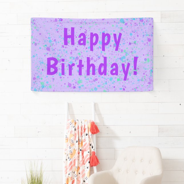 Purple Paint Splatter Birthday Banner (Insitu)
